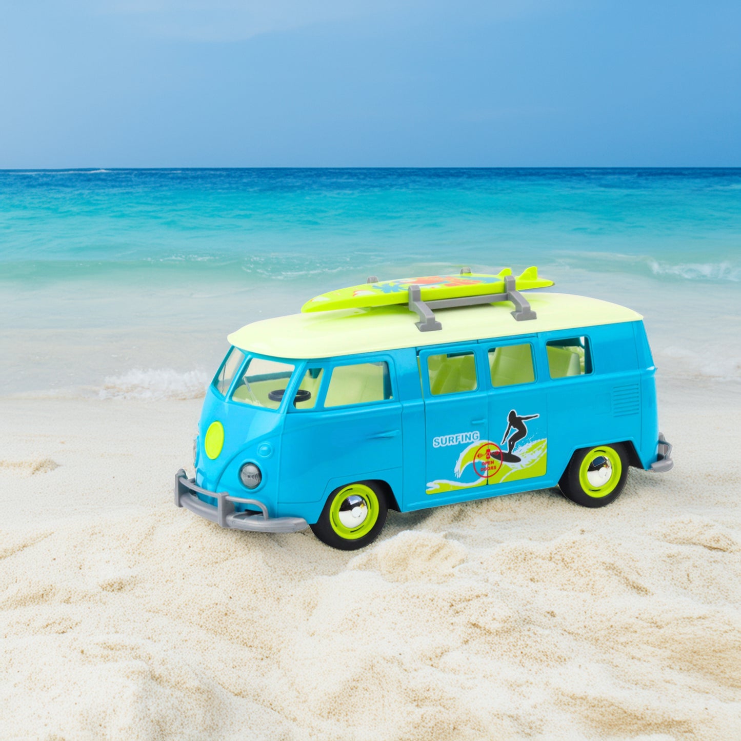 WOOPIE Klasikinis Surfingo Mikroautobusas su Šviesos ir Garso Efektais, Mėlynas Modelis – vaizdas 2