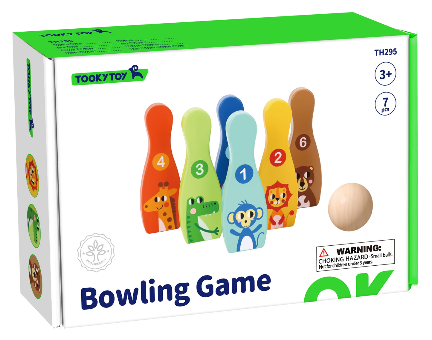 TOOKY TOY Mediniai vaikiški krėgliai (boulingas) 6 vnt su kamuoliu – vaizdas 6