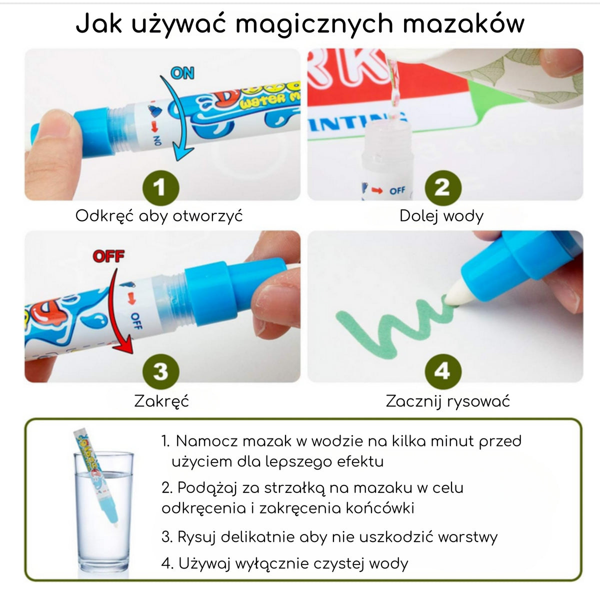 WOOPIE Vandeninis Piešimo Kilimėlis 2in1 XXL Dvipusis su Gyvūnais