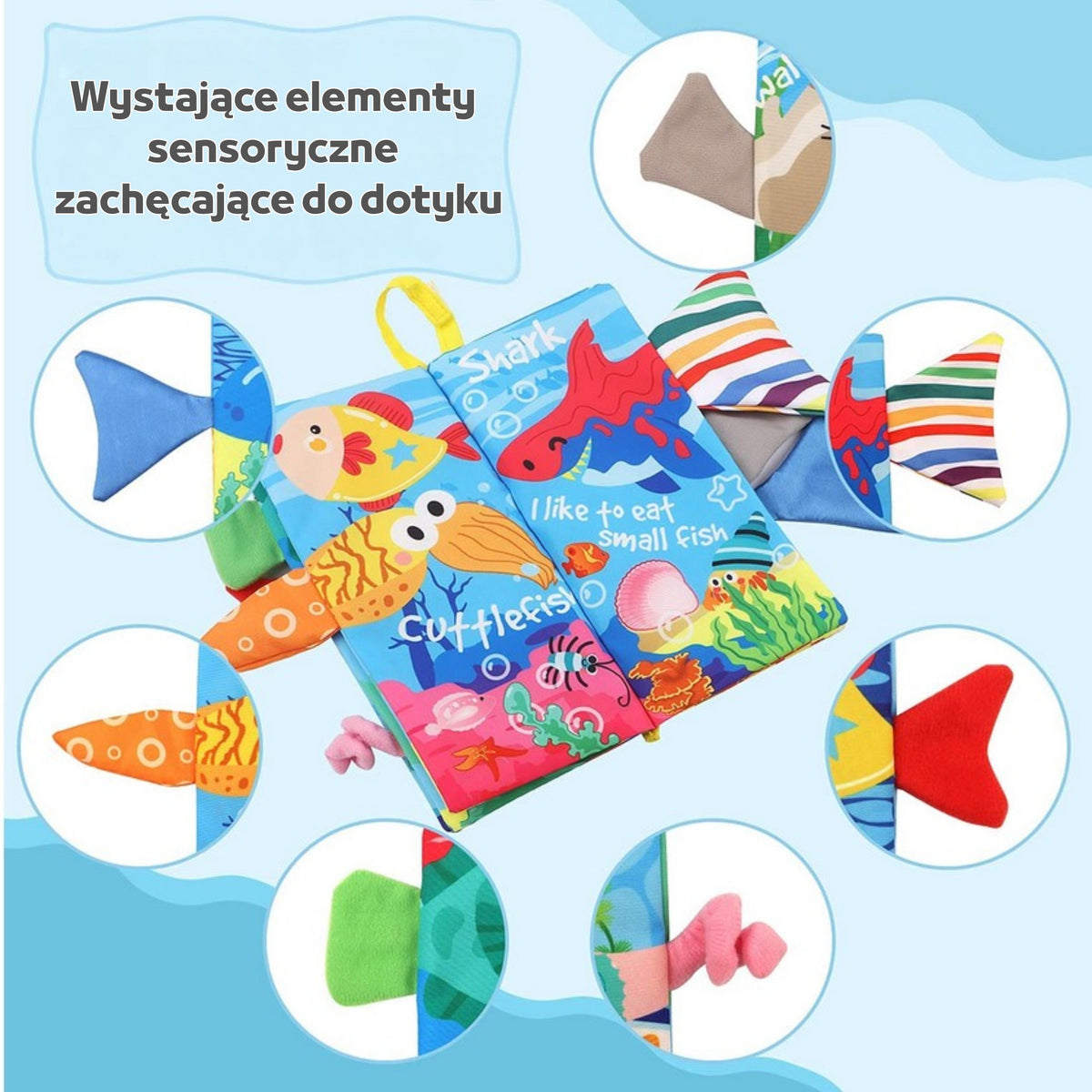 WOOPIE BABY šlamanti pažintinė knygelė su jūros gyvūnų uodegomis