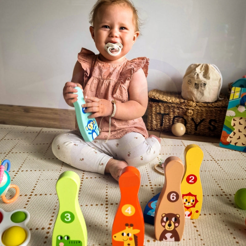 TOOKY TOY Medinis boulingas vaikams 6 vnt. + Kamuolys