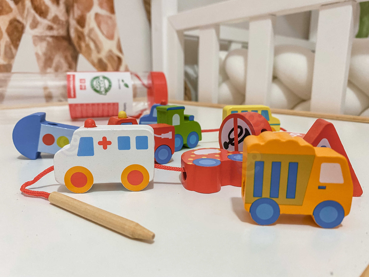 Woopie Green Mediniai Veriamo Kelių Transporto Priemonių Kaladėlės – 13 dalių Rinkinys – vaizdas 3