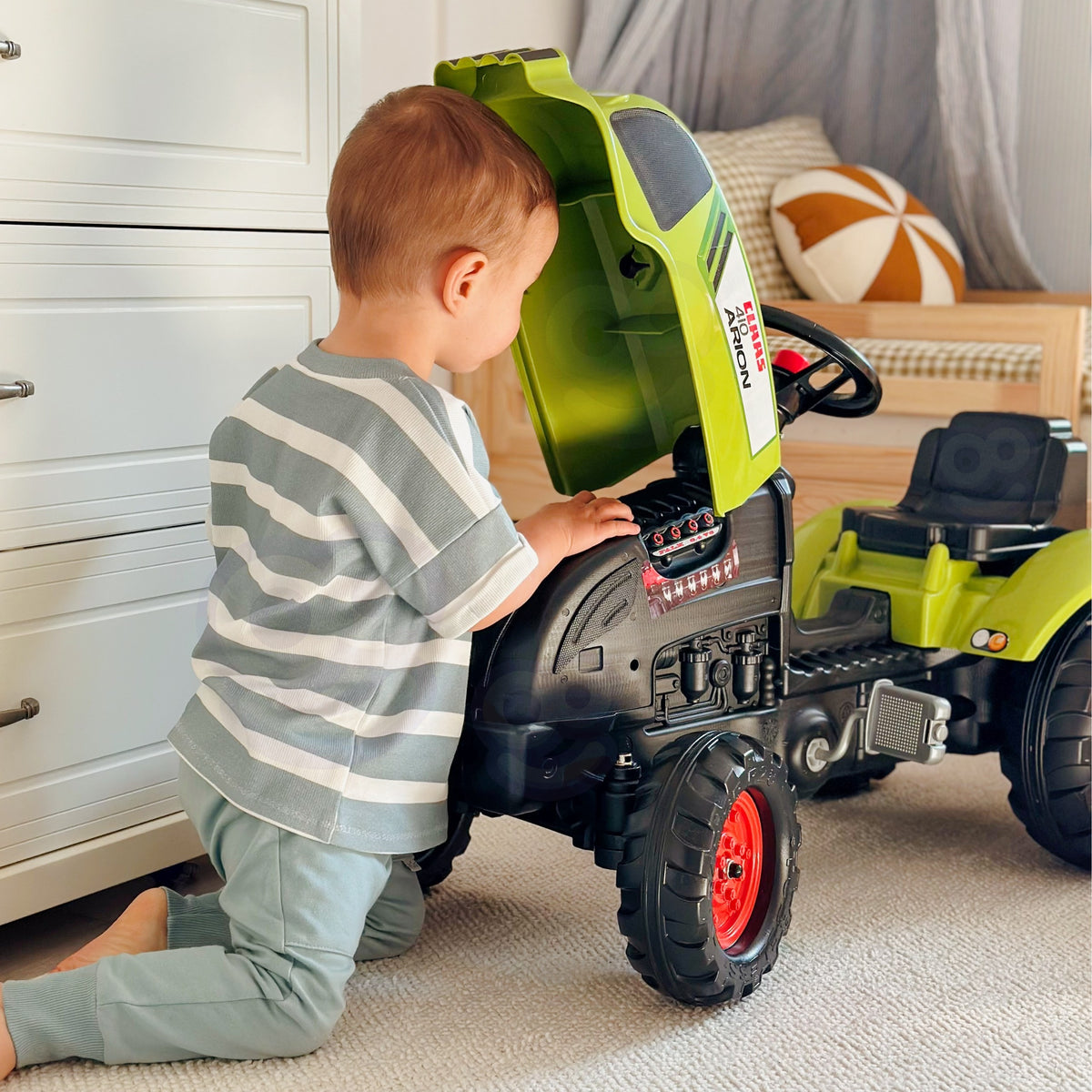FALK Claas Green minamas traktoriukas su priekaba ir garsiniu signalu 2-5 m.