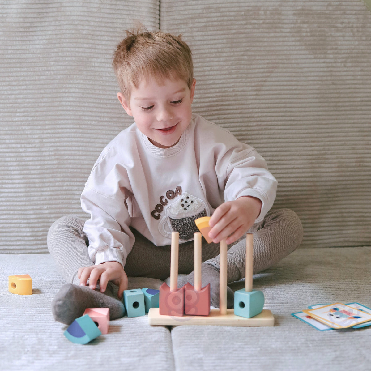 TOOKY TOY Medinė dėlionė Krabas su spalvotais kaladėlėmis
