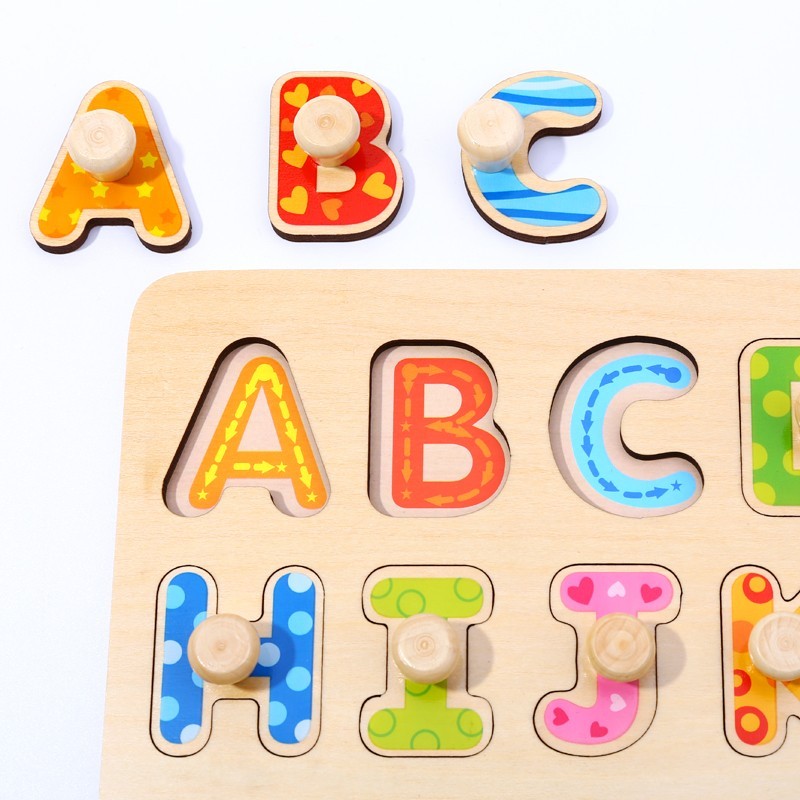 TOOKY TOY Montessori raidžių dėlionė su rankenėlėmis, 27 dalys