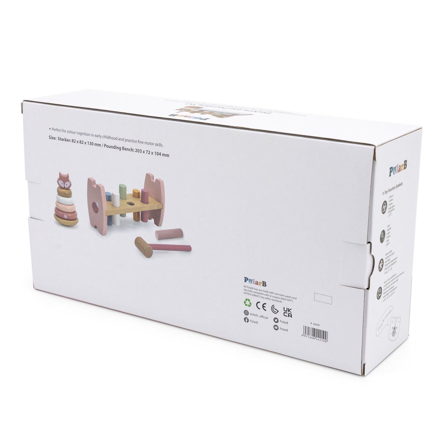 VIGA PolarB medinė piramidė su plaktuku „Lapiukas“ – Montessori žaislas – vaizdas 4