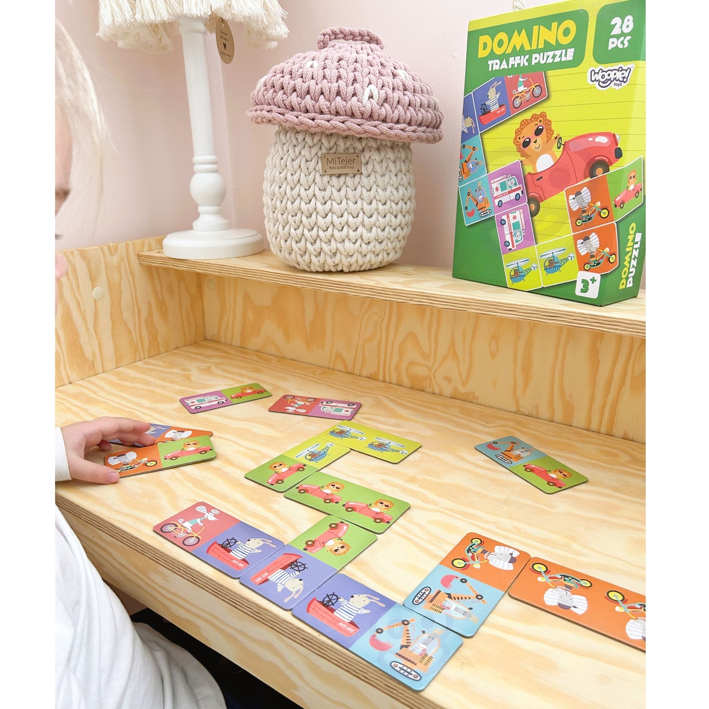 WOOPIE edukacinis žaidimas „Gyvūnų transportas“: Dėlionė / Domino (Montessori) – vaizdas 4