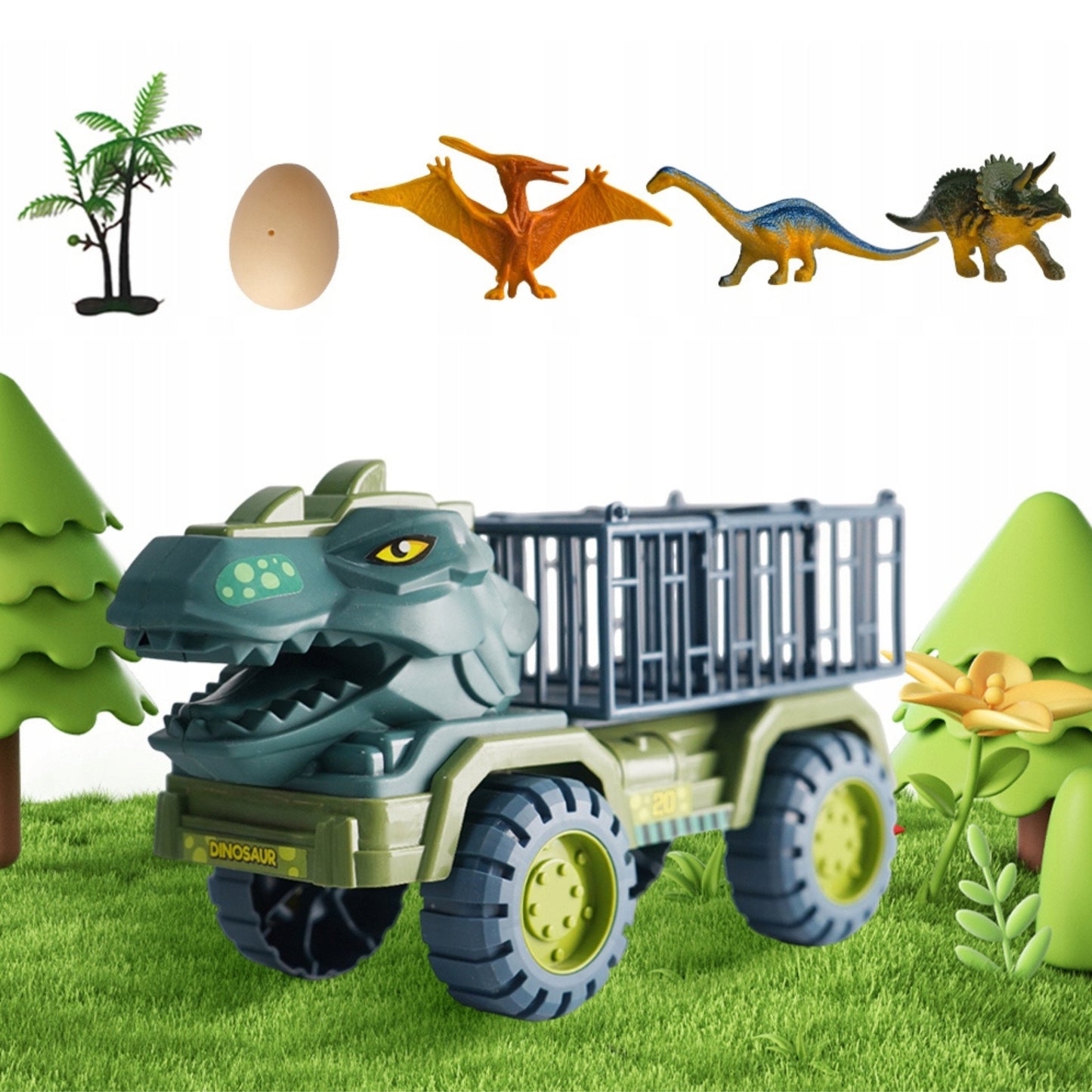 WOOPIE Dinozaurų transporteris su figūrėlėmis T-Rex sunkvežimis