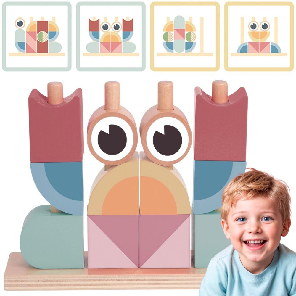 TOOKY TOY Medinė dėlionė Krabas su spalvotais kaladėlėmis