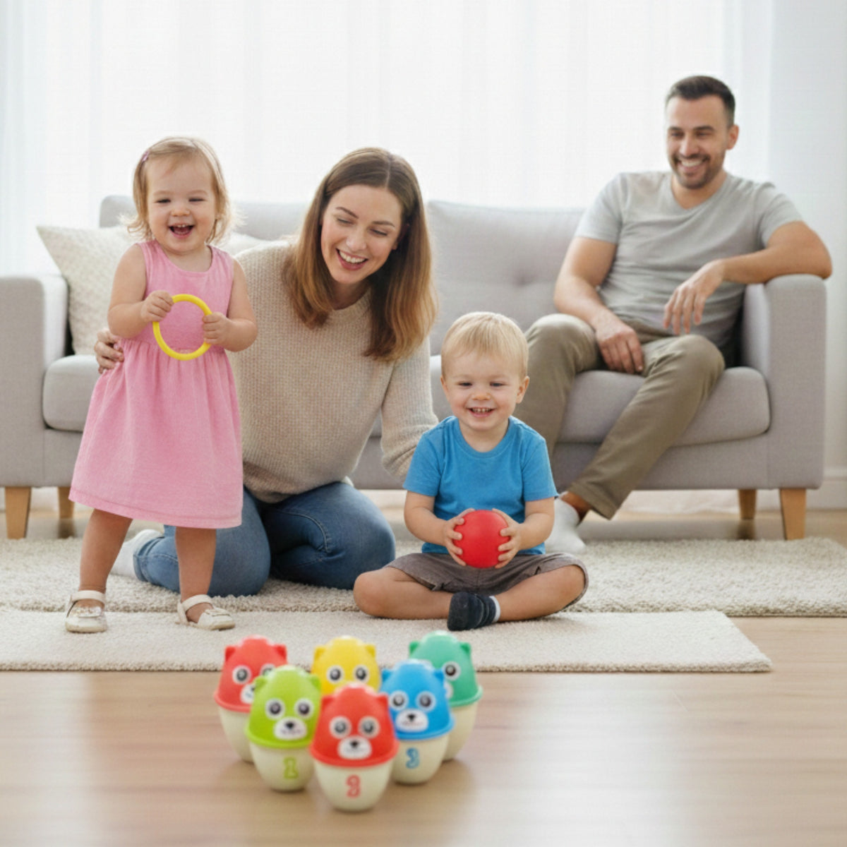 WOOPIE Boulingas Vaikams Spalvoti Meškiukai 3in1