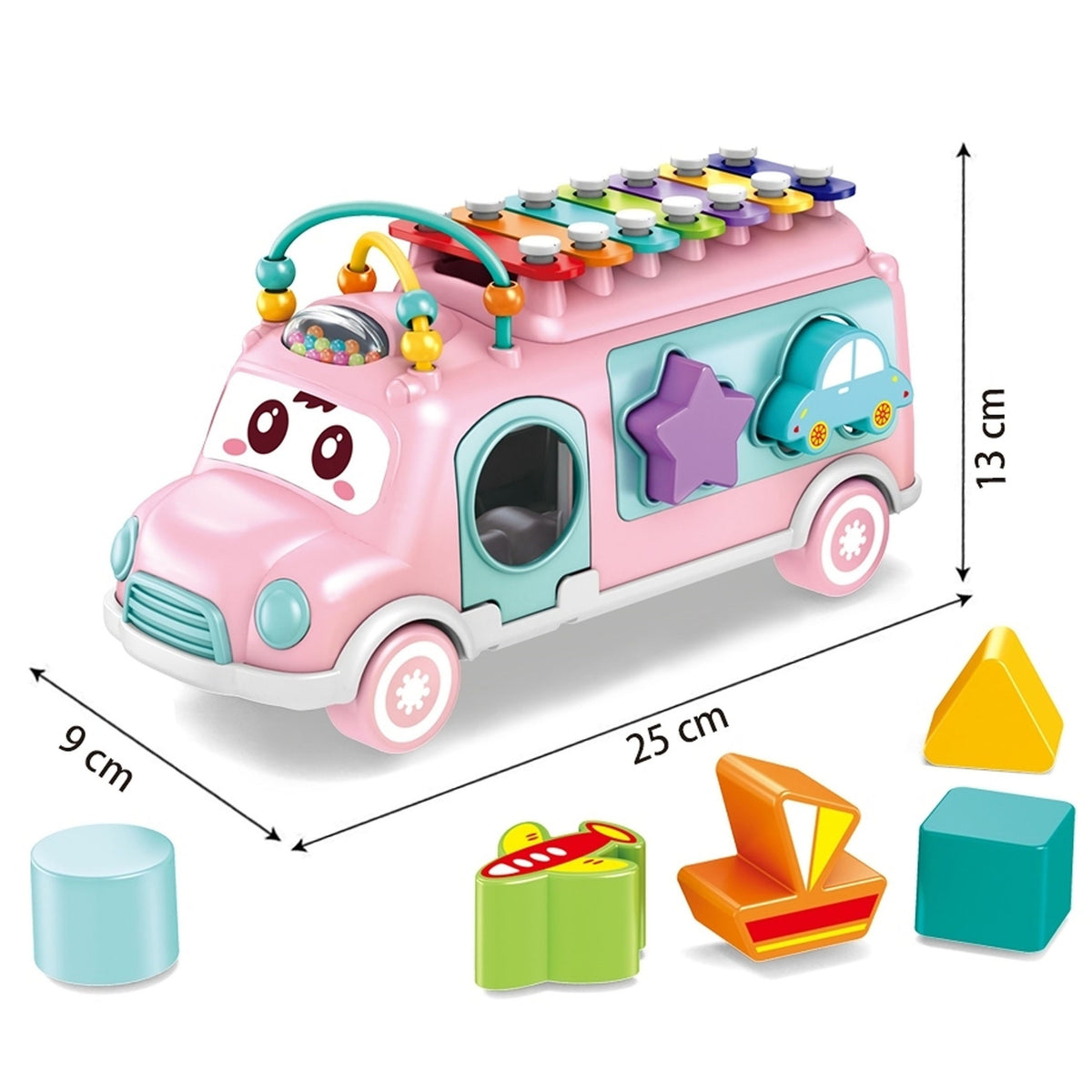 WOOPIE BABY Muzikinė mašinėlė rūšiuoklė su cimbolais, rožinė