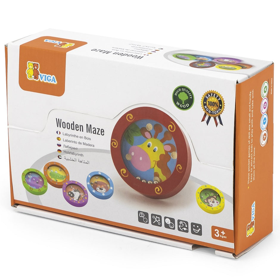 VIGA Medinis kišeninis labirintas su gyvūnėlių motyvu (1 vnt) – vaizdas 5