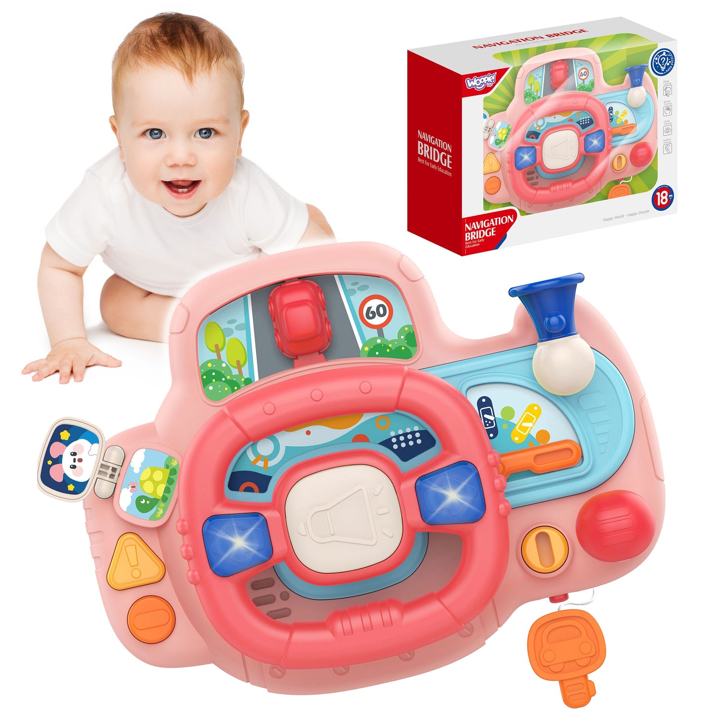 WOOPIE BABY Interaktyvus automobilio vairas su šviesomis ir garsais – pagrindinis vaizdas