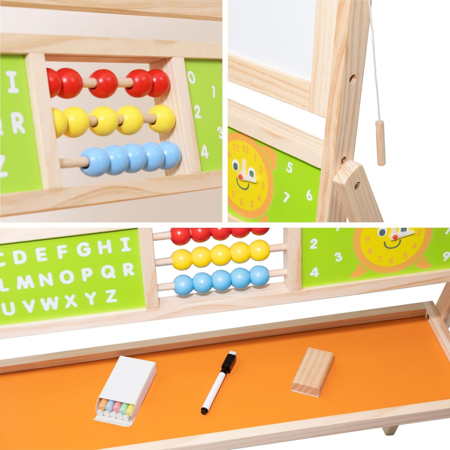 VIGA Didelė Edukacinė Lenta 2 in 1 – Dvipusė Medinė Mokymosi Lenta