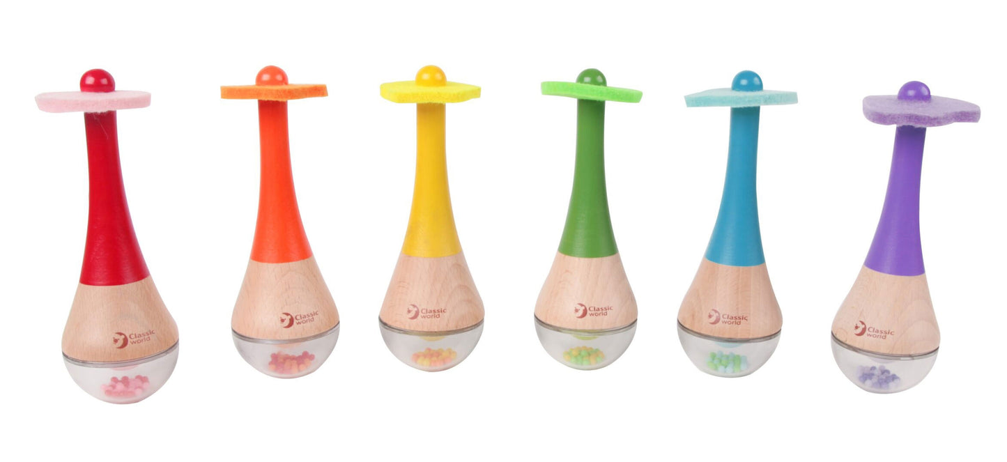 CLASSIC WORLD 2in1 medinis marakasas-barškutis, vaivorykštinis – vaizdas 4