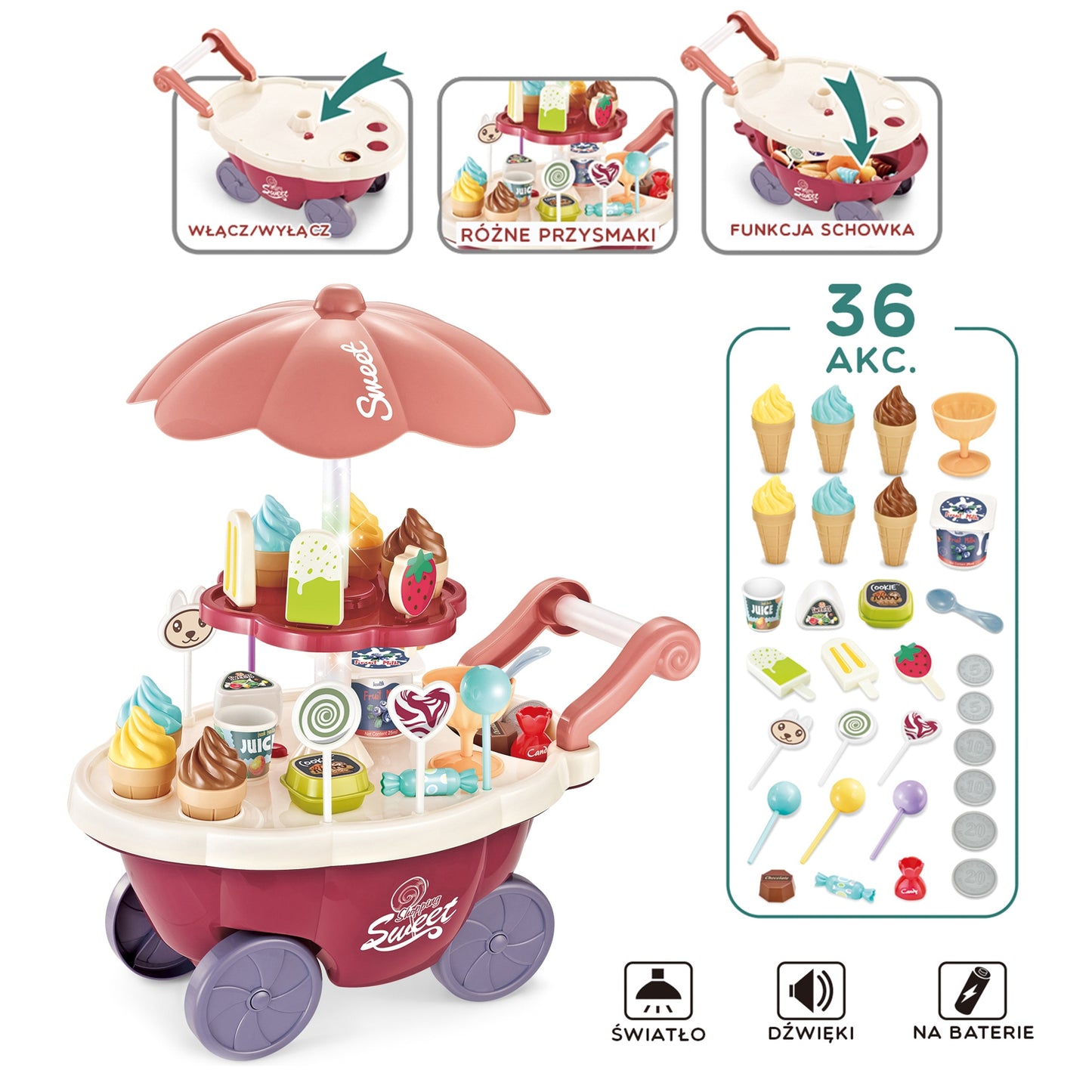 Vaikas žaidžia su WOOPIE Food Truck parduodamas ledus – vaizdas 5