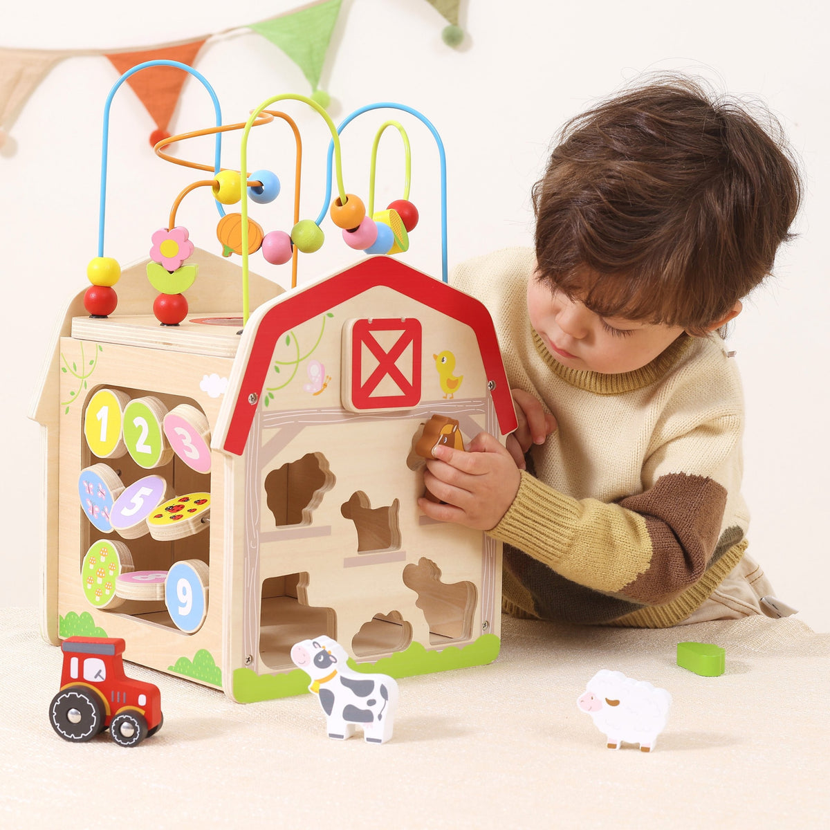VIGA Medinė Ūkio Veiklos Kubas 7 in 1 Lavinamasis Žaislas