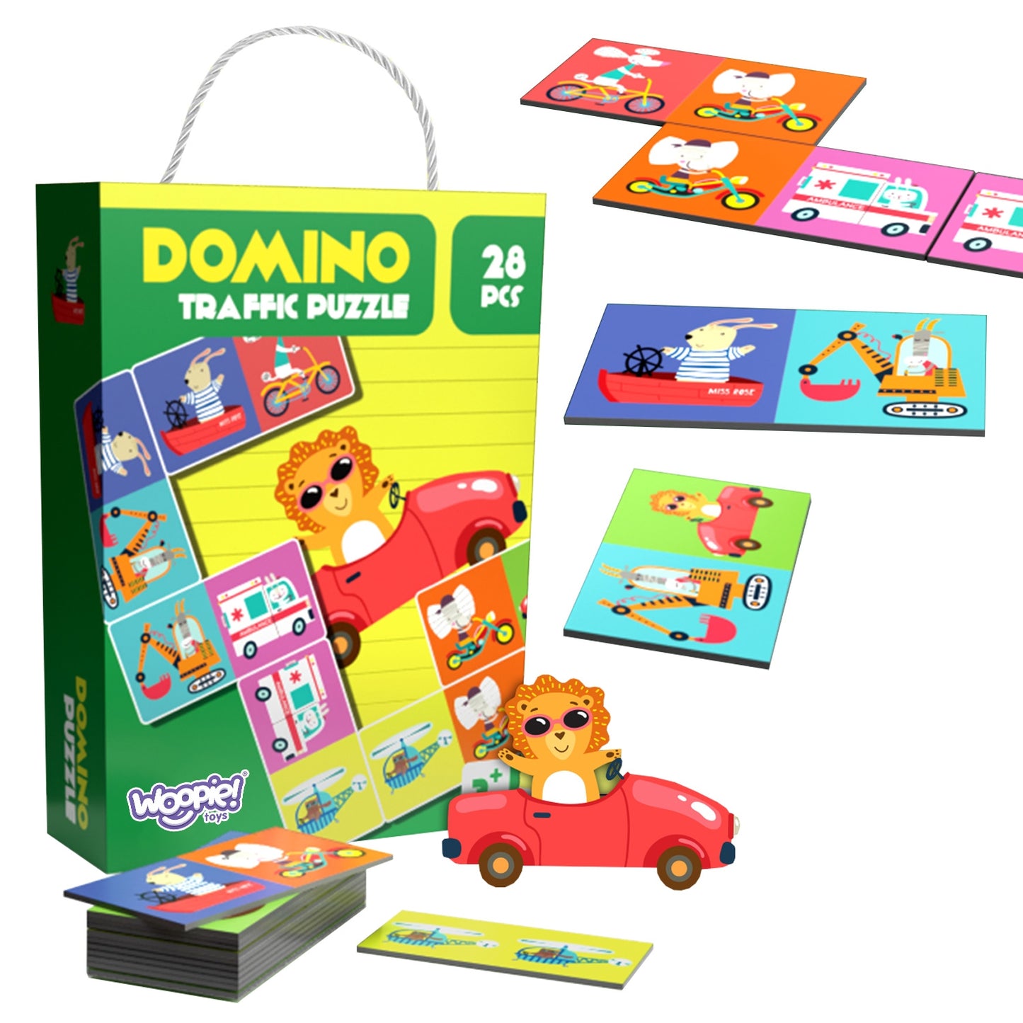 WOOPIE edukacinis žaidimas „Gyvūnų transportas“: Dėlionė / Domino (Montessori) – pagrindinis vaizdas