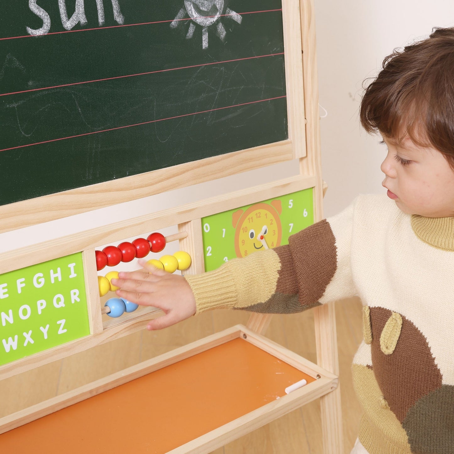 VIGA Didelė Edukacinė Lenta 2 in 1 – Dvipusė Medinė Mokymosi Lenta