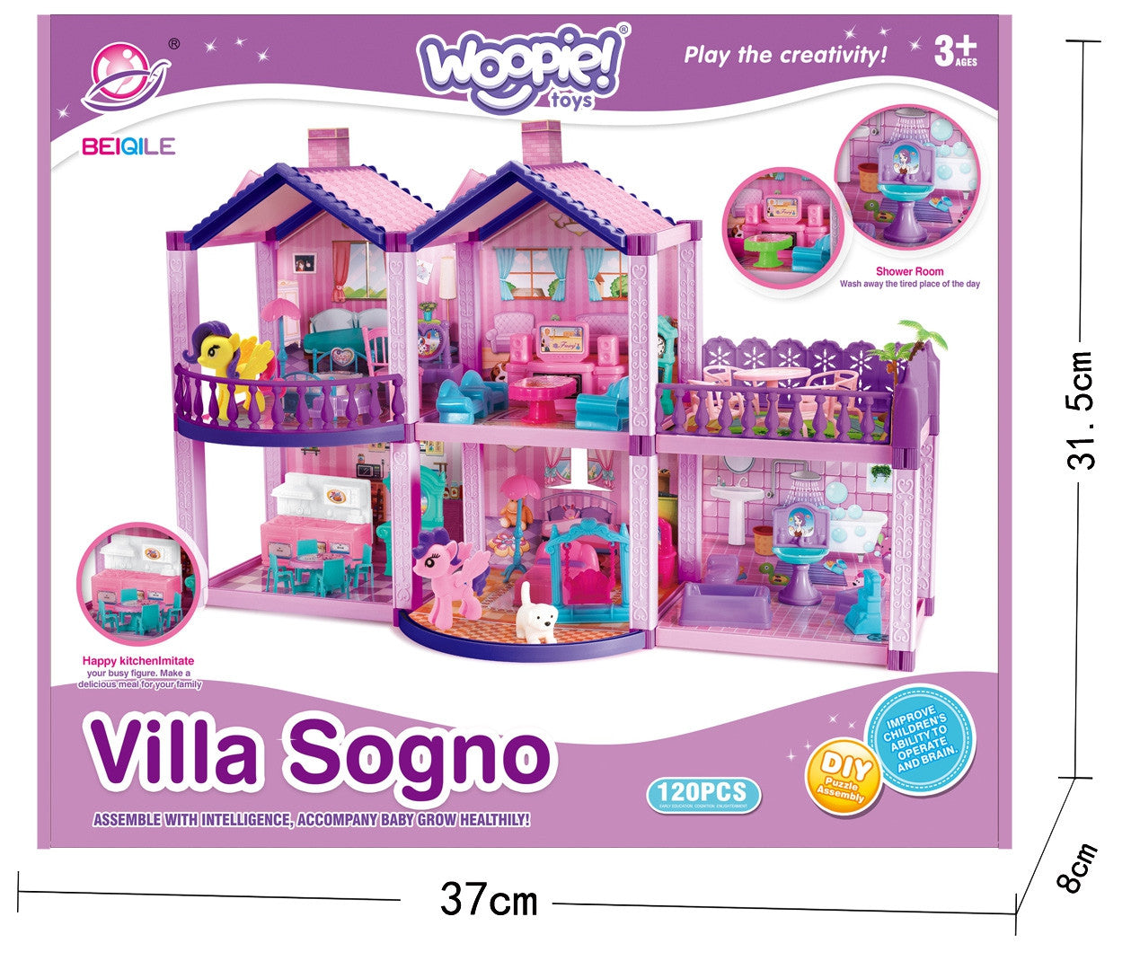 WOOPIE Lėlių Namas Poniai PONY FANTASY VILLA 120 detalių