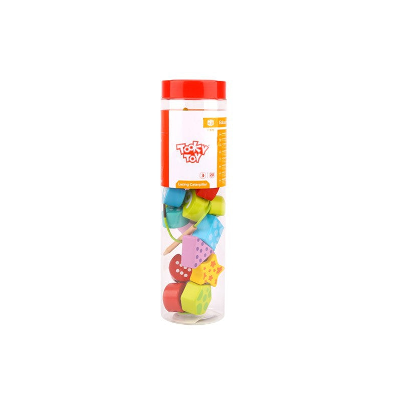 TOOKY TOY Medinės vėrimo kaladėlės Vikšras, 20 dalių, Skaičiavimo mokymasis – vaizdas 5