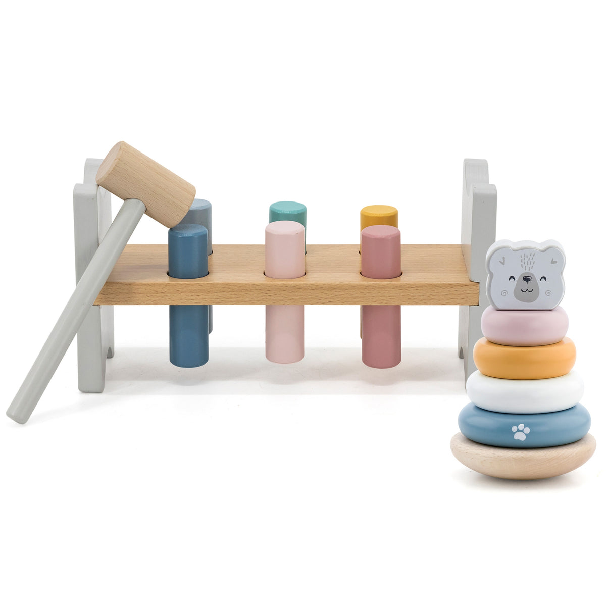 VIGA PolarB Medinė piramidė ir kalimo žaislas, Montessori