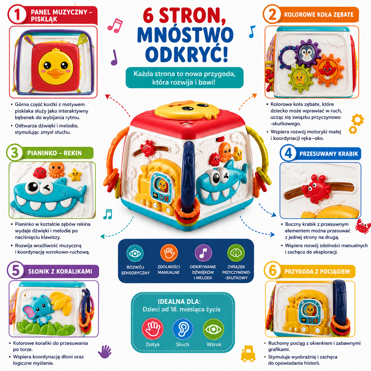 WOOPIE BABY Interaktyvus Daugiafunkcinis Lavinamasis Kubas 18m+