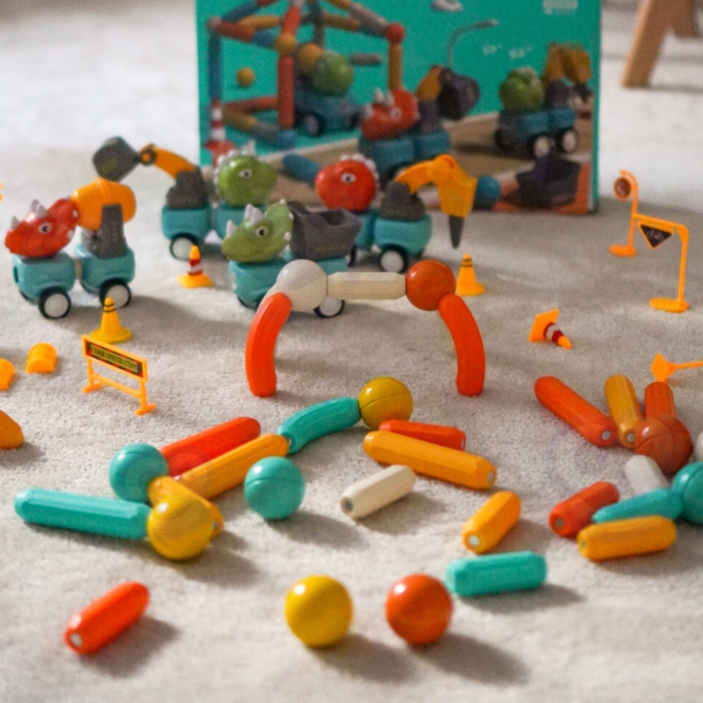 WOOPIE Magnetiniai Blokeliai su Dinozaurais 84 vnt. Konstruktorius