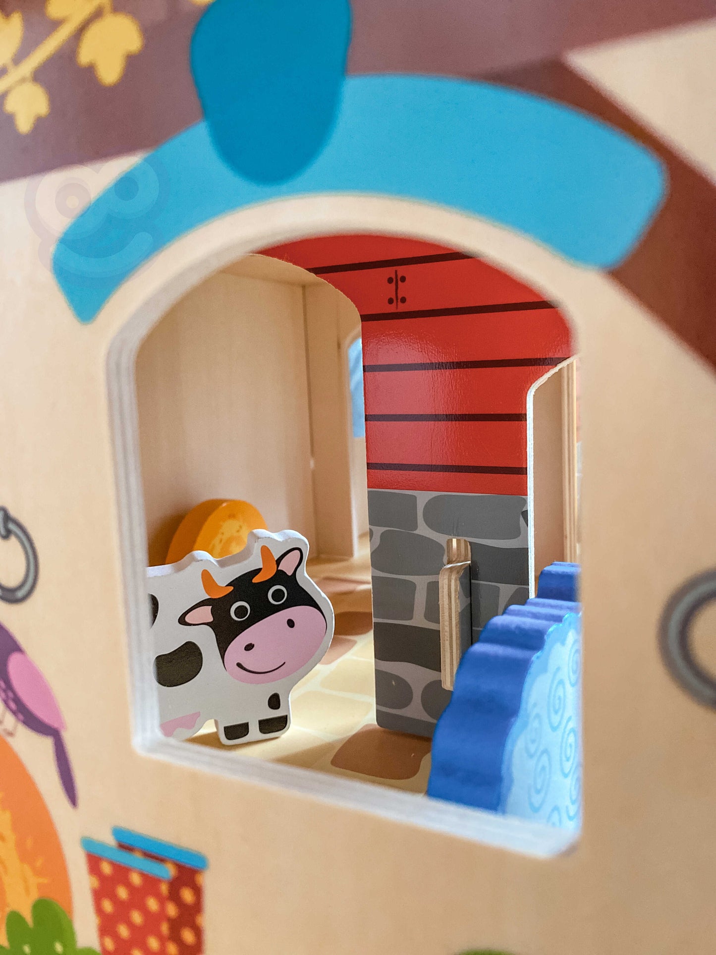 WOOPIE GREEN „Mega Ferma“ 18 dalių medinis rinkinys: tvartas, arklidė, vištidė ir gyvūnų figūrėlės – vaizdas 2