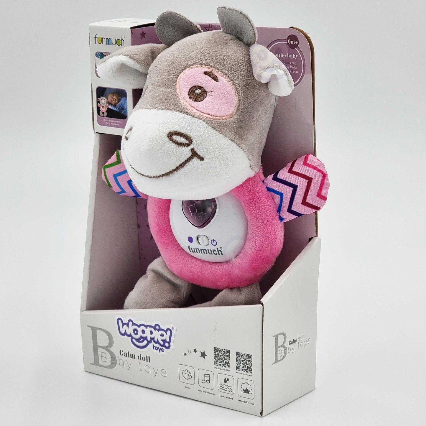 WOOPIE BABY interaktyvus pliušinis buliukas kūdikiams Migdukas su šviesa, garsu ir kramtuku – vaizdas 5