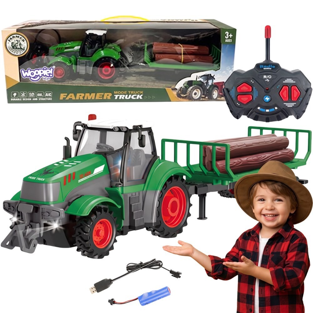 WOOPIE Radijo bangomis valdomas traktorius su priekaba 1:24