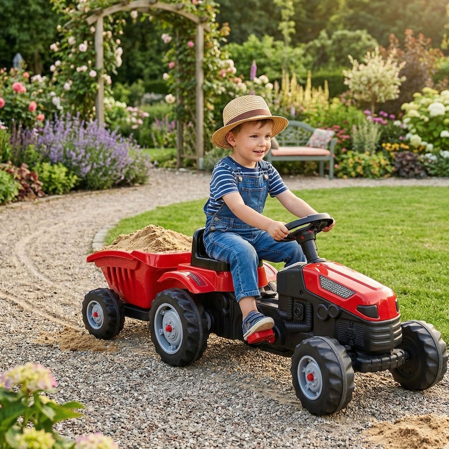 WOOPIE Farmer GoTrac MAXI Minimas traktorius su priekaba