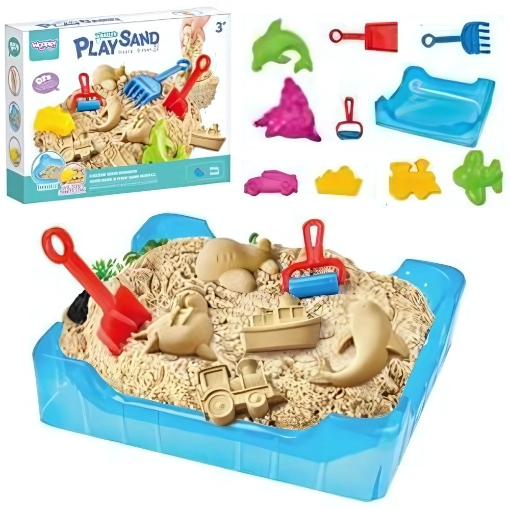 WOOPIE Kinetinio Smėlio Rinkinys 0,5 kg su Staliuku ir Formelėmis – pagrindinis vaizdas