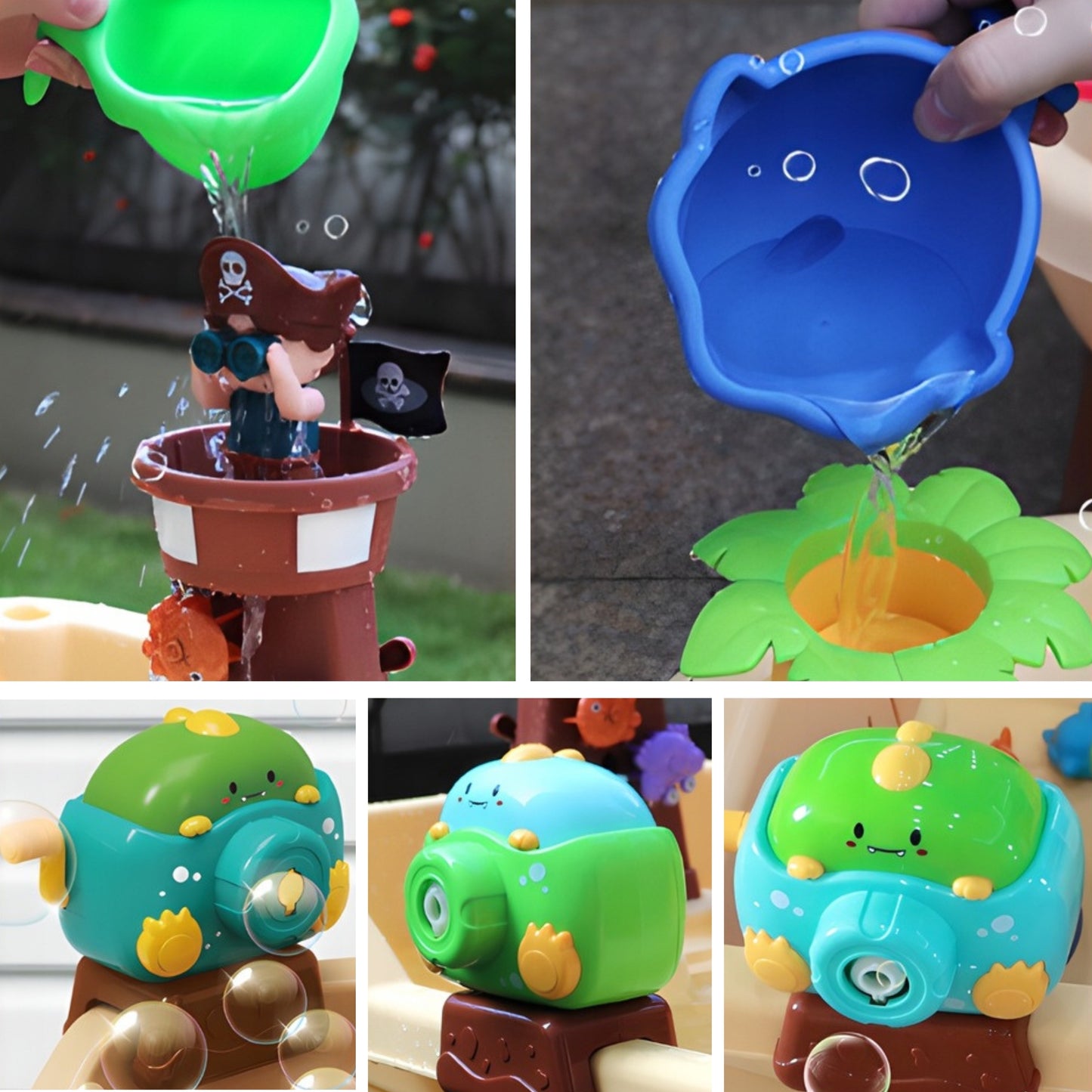 WOOPIE XL Vandens stalas 2in1 Smėlio dėžė Piratų laivas su muilo burbulų mašina – vaizdas 2