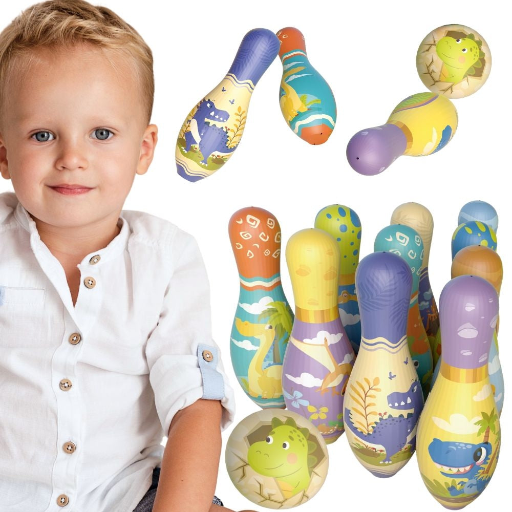 WOOPIE Minkštų kėglių rinkinys „Soft Dinozaurai“, 12 dalių, pagrindinė rinkinio kompozicija – pagrindinis vaizdas