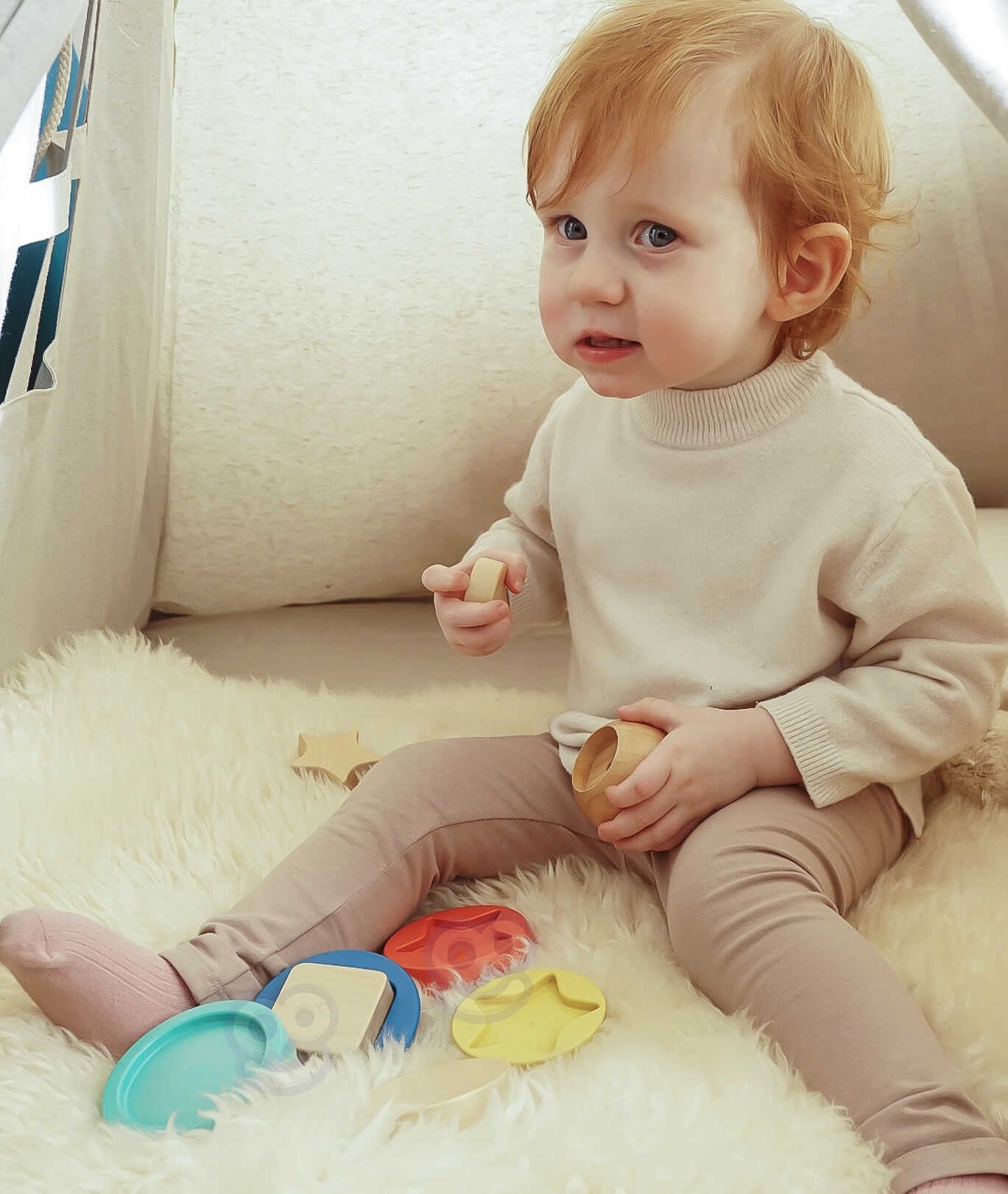 Tooky Toy medinė dėlionė – piramidė „Meškiukas“ (11 dalių) – vaizdas 2