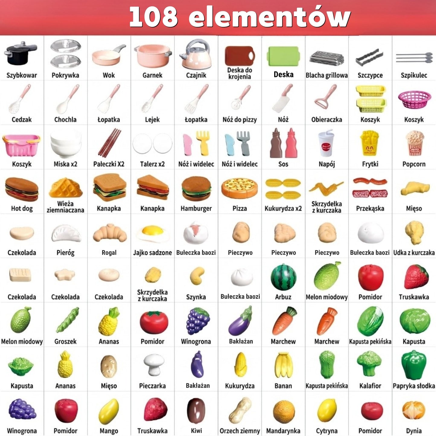 WOOPIE Virtuvės aksesuarų rinkinys vaikams 108 vnt.
