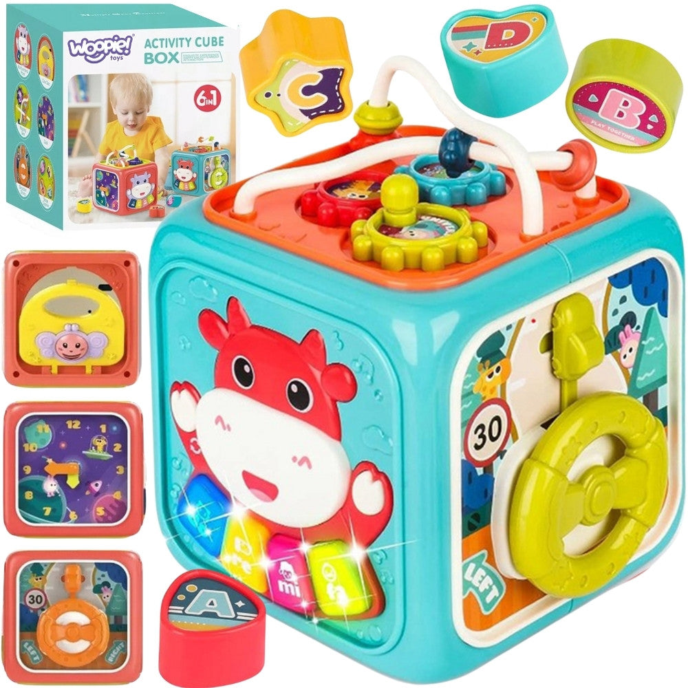 WOOPIE BABY Sensorinis Kubas 6in1 Montessori Rūšiuoklis Kūdikiams