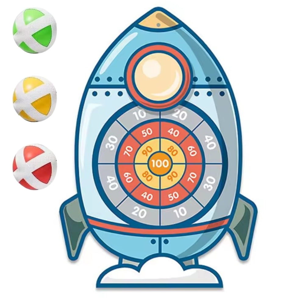 WOOPIE Miklumo žaidimas – smiginis su lipukais, raketos formos taikinys, lipdukai – vaizdas 2