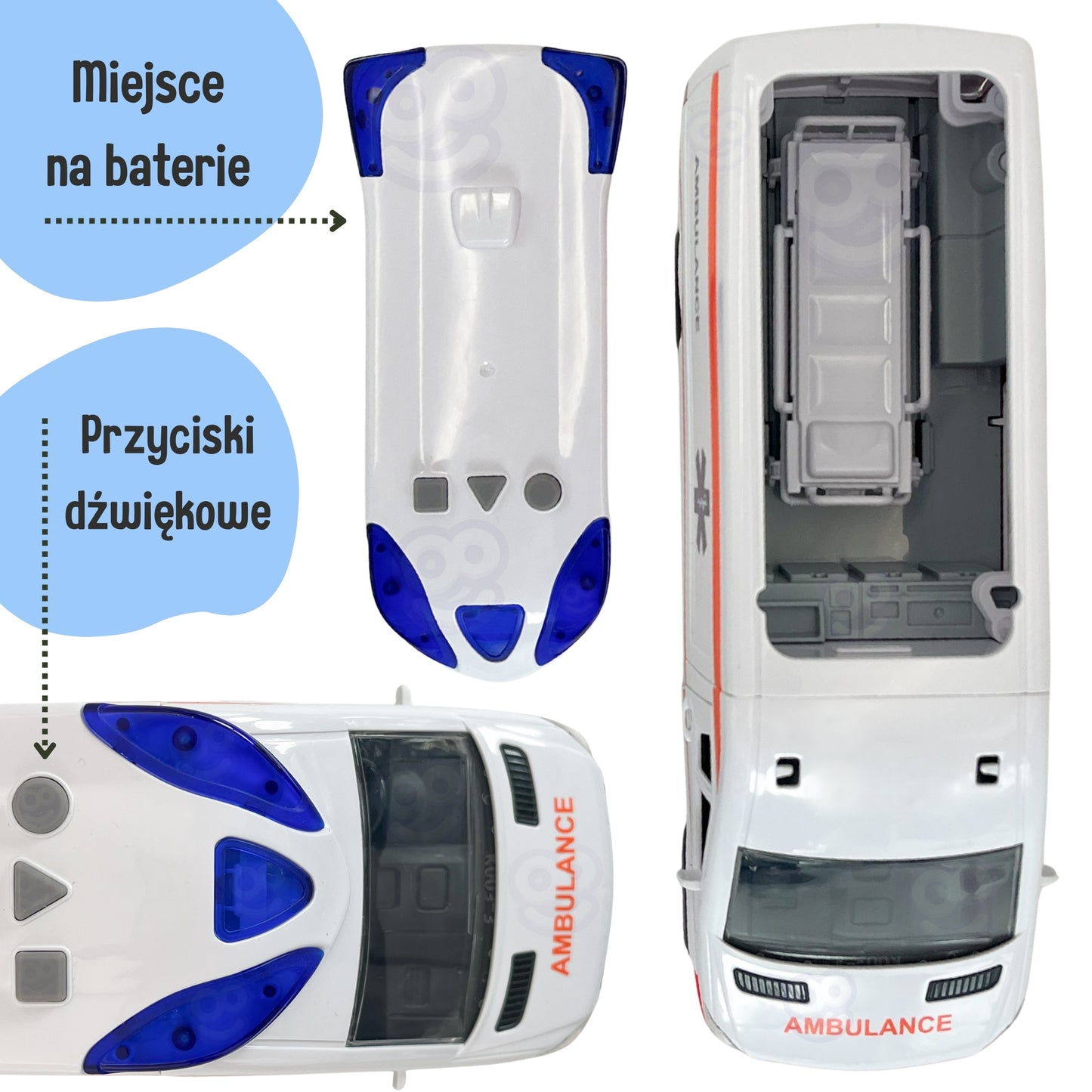 WOOPIE Greitosios pagalbos automobilis su neštuvais, šviesos efektai – vaizdas 3
