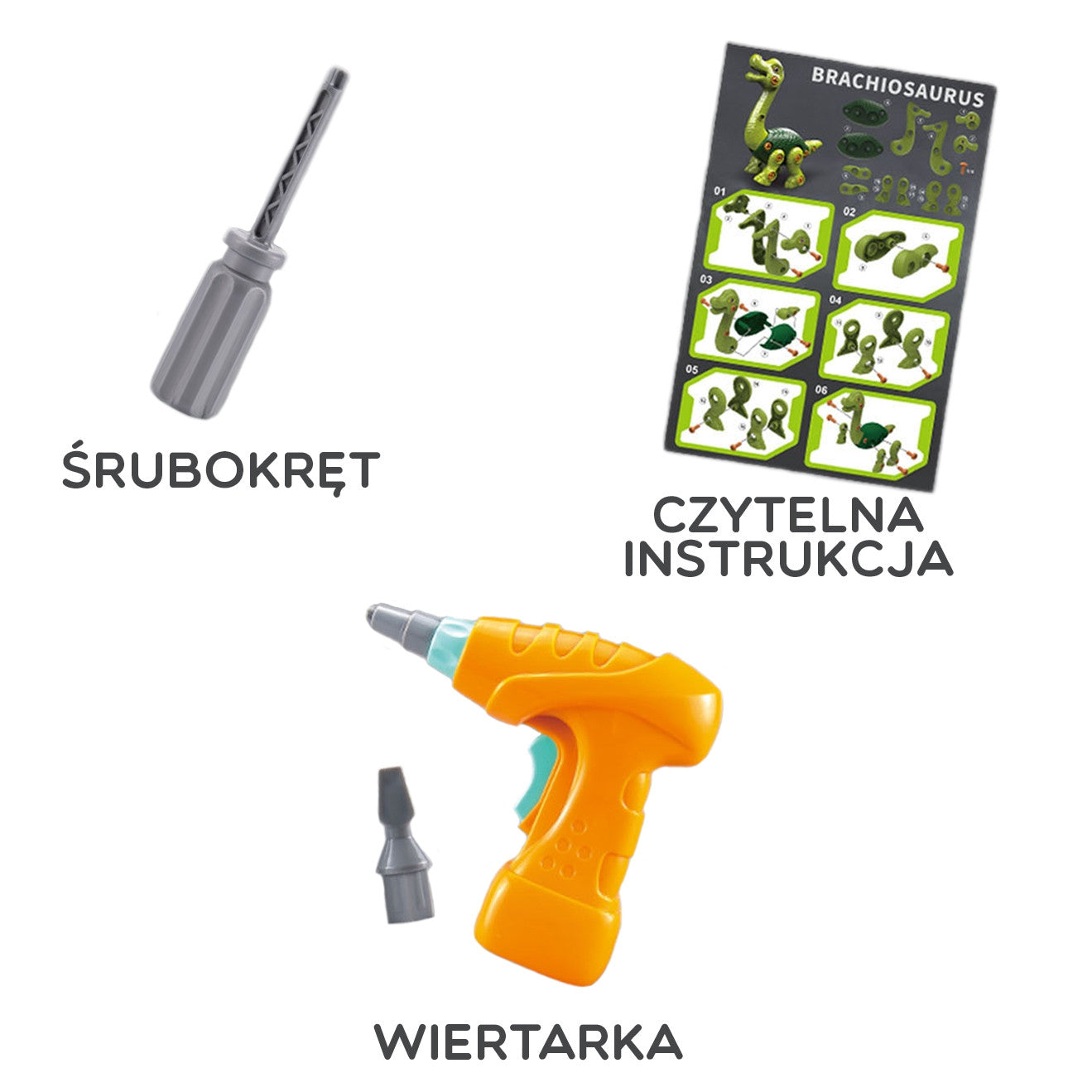 WOOPIE Dinozauras Brachiozauras Surenkamas Konstruktorius su Gręžtuvu 31 vnt.