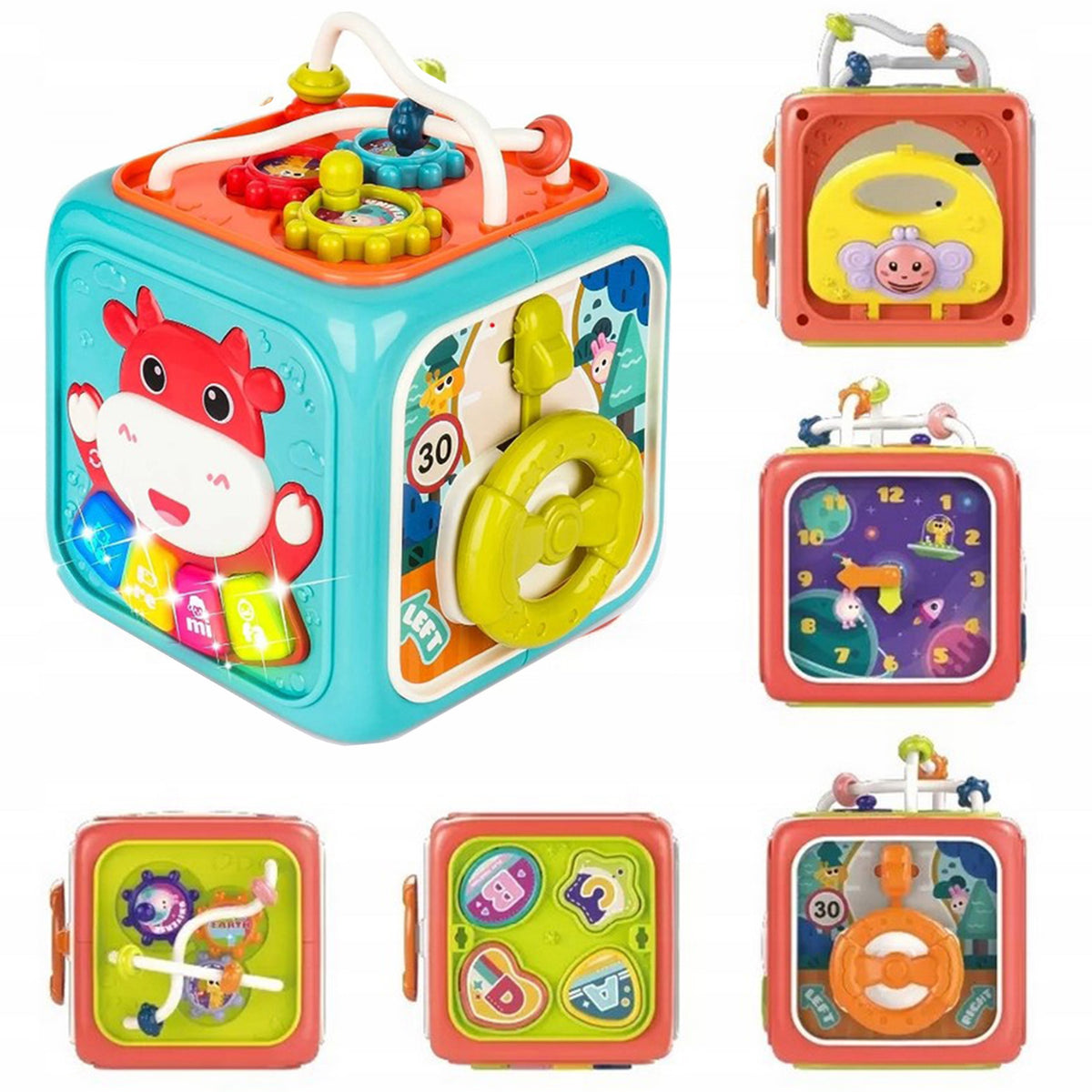 WOOPIE BABY Sensorinis Kubas 6in1 Montessori Rūšiuoklis Kūdikiams