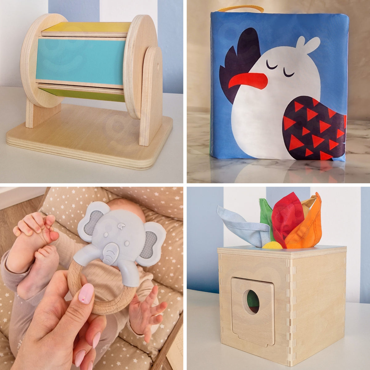 WOOPIE GREEN Montessori Lavinamoji Dėžutė 6in1 Kūdikiams 5-6 Mėn. 13 vnt. FSC