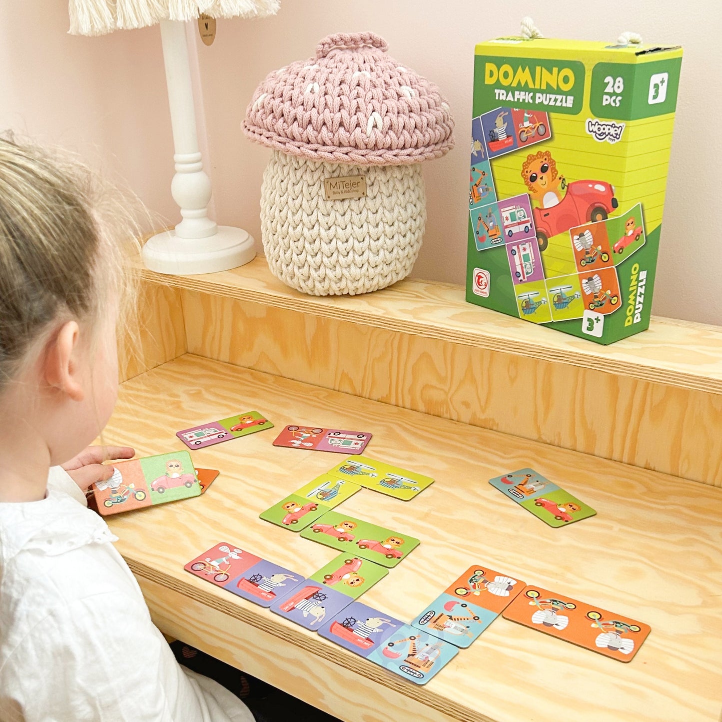 WOOPIE edukacinis žaidimas „Gyvūnų transportas“: Dėlionė / Domino (Montessori) – vaizdas 6