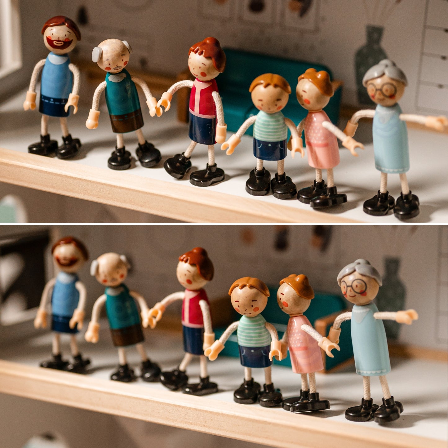 TOOKY TOY Didelis medinis lėlių namelis su figūrėlėmis, FSC – vaizdas 2