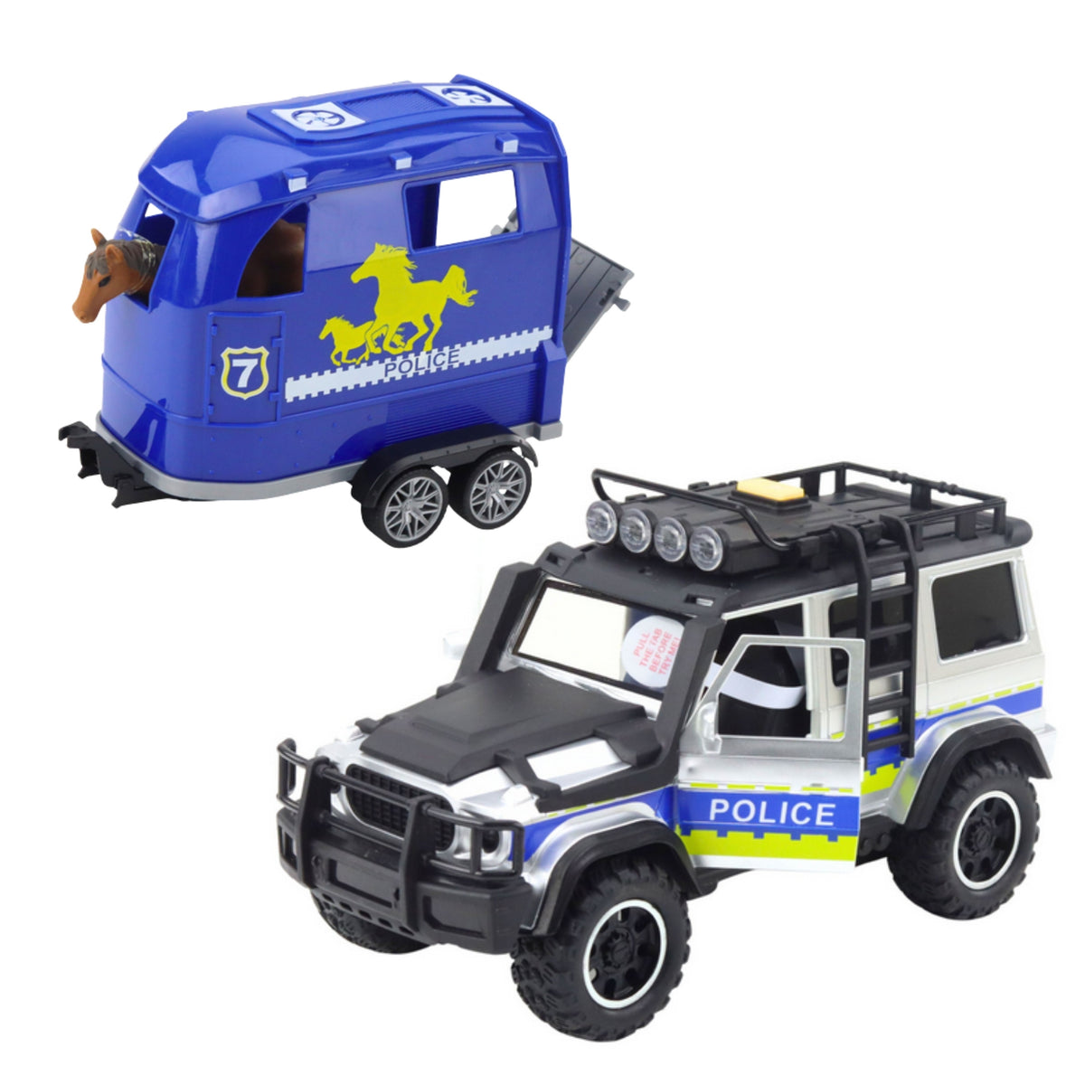 WOOPIE Policijos visureigis su arklių priekaba, žaislinis rinkinys