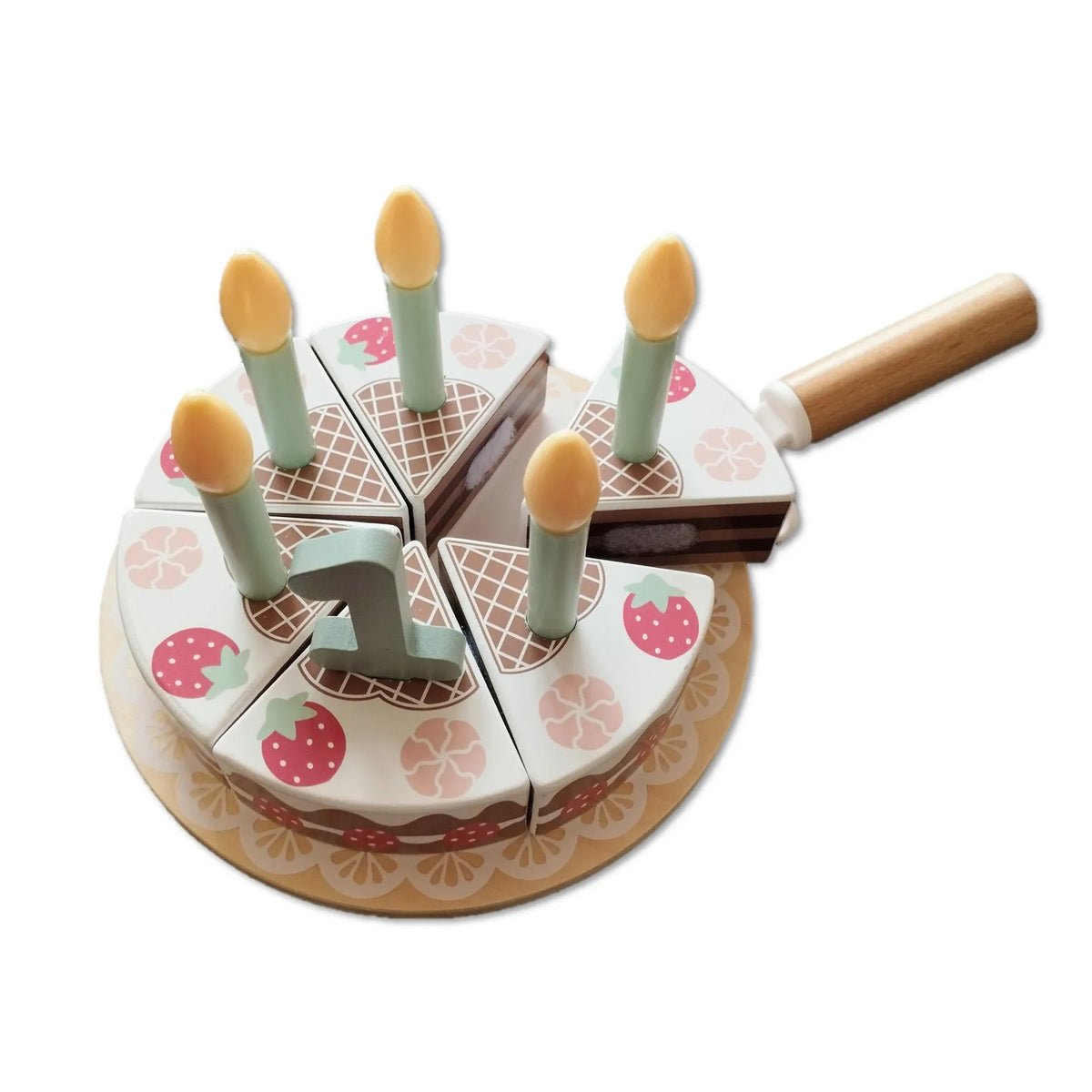 TOOKY TOY Medinis gimtadienio tortas su ropės žvakutėmis