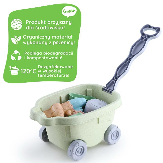 Woopie Green smėlio žaislų rinkinys su vežimėliu (13 dalių) – vaizdas 2