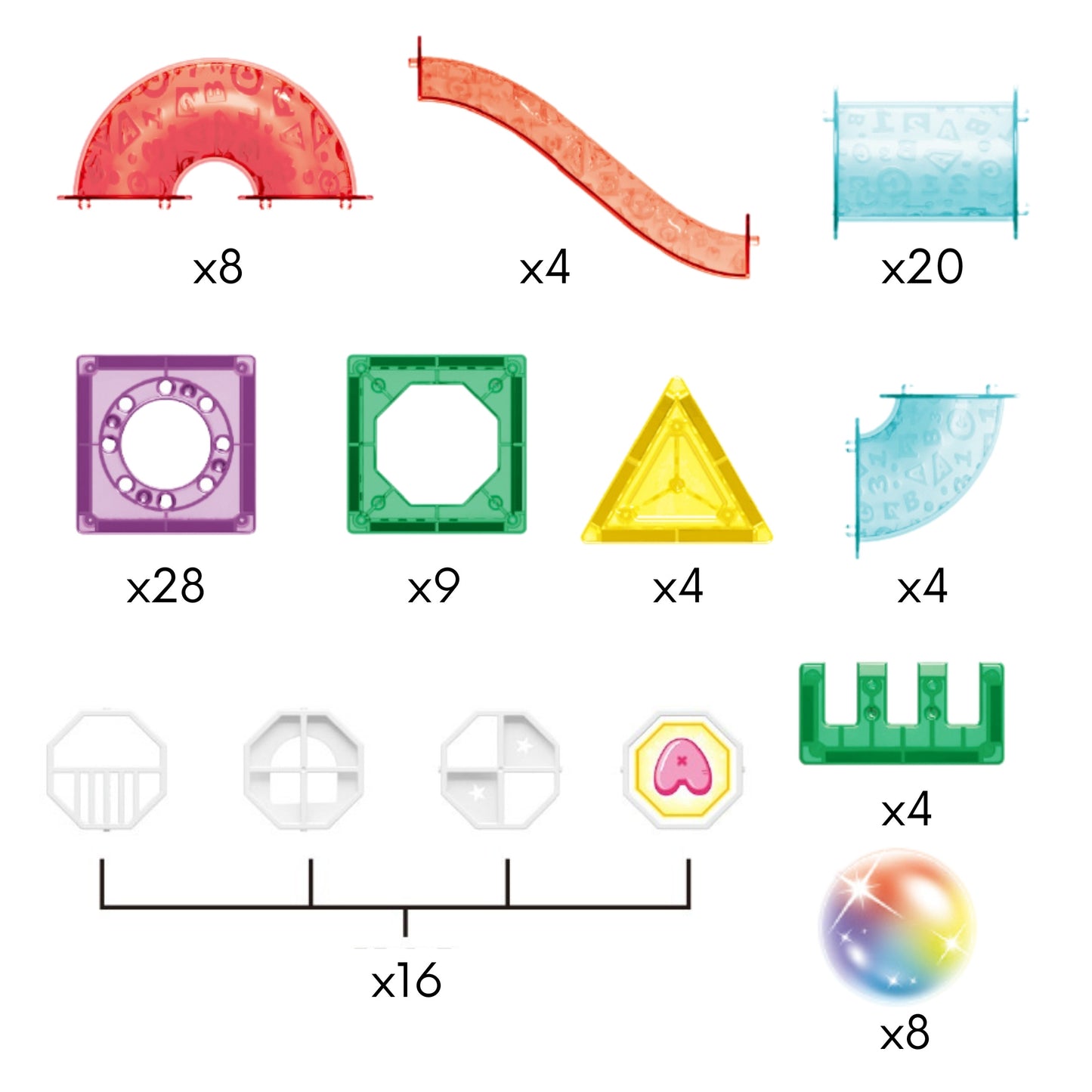 WOOPIE Magnetinis 3D Konstruktorius Kamuoliukų Trasa 105 vnt.