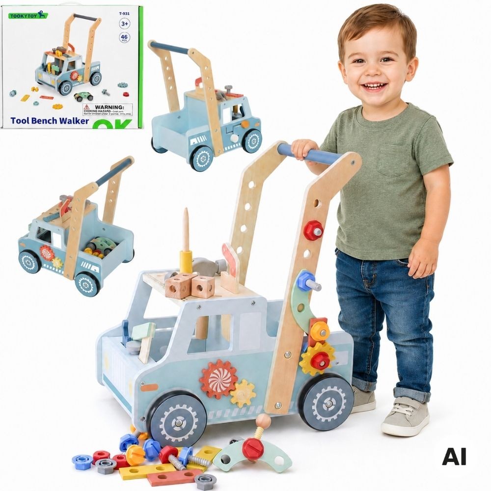 TOOKY TOY Medinis Vaikštynė-Dirbtuvėlės su Įrankiais 46 vnt.